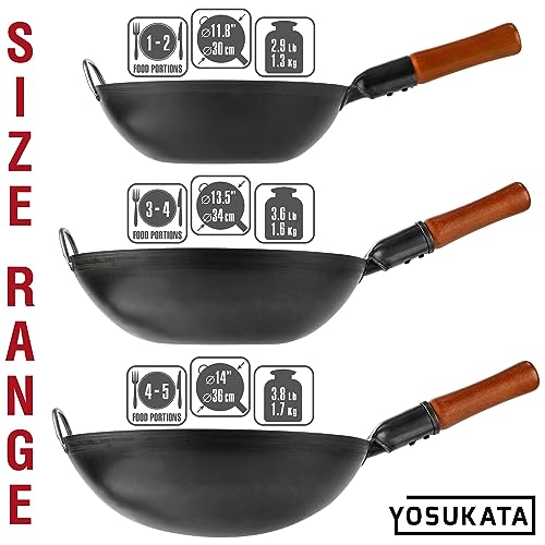 13.5" Flat Bottom Carbon Steel Wok Pan H405830