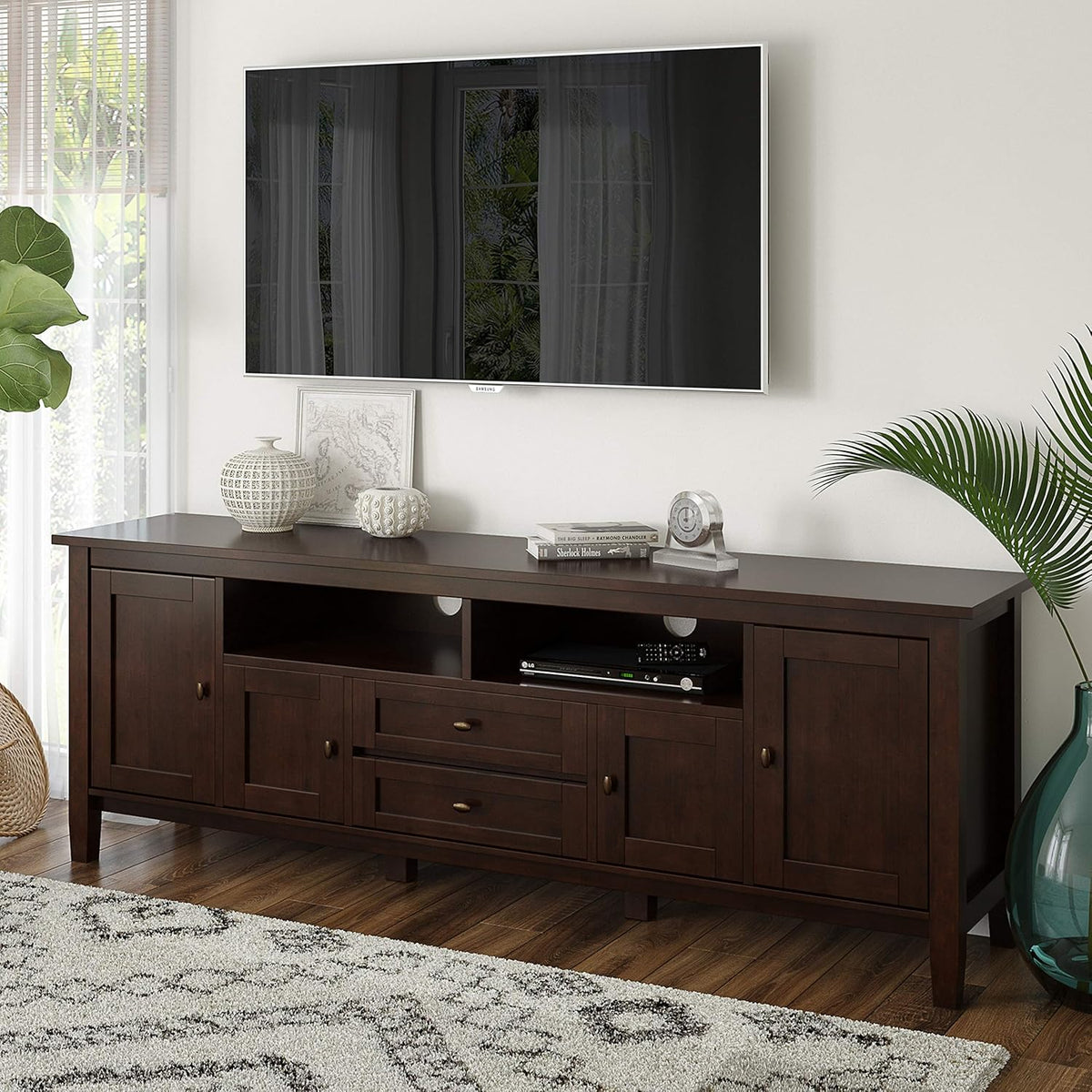 72 inch Wide Rustic Solid Wood TV Media Stand G980