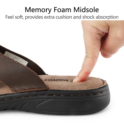 Men's Leather Sandals Cushioning Arch Support Lightweight Non-slip Summer Slides A13271