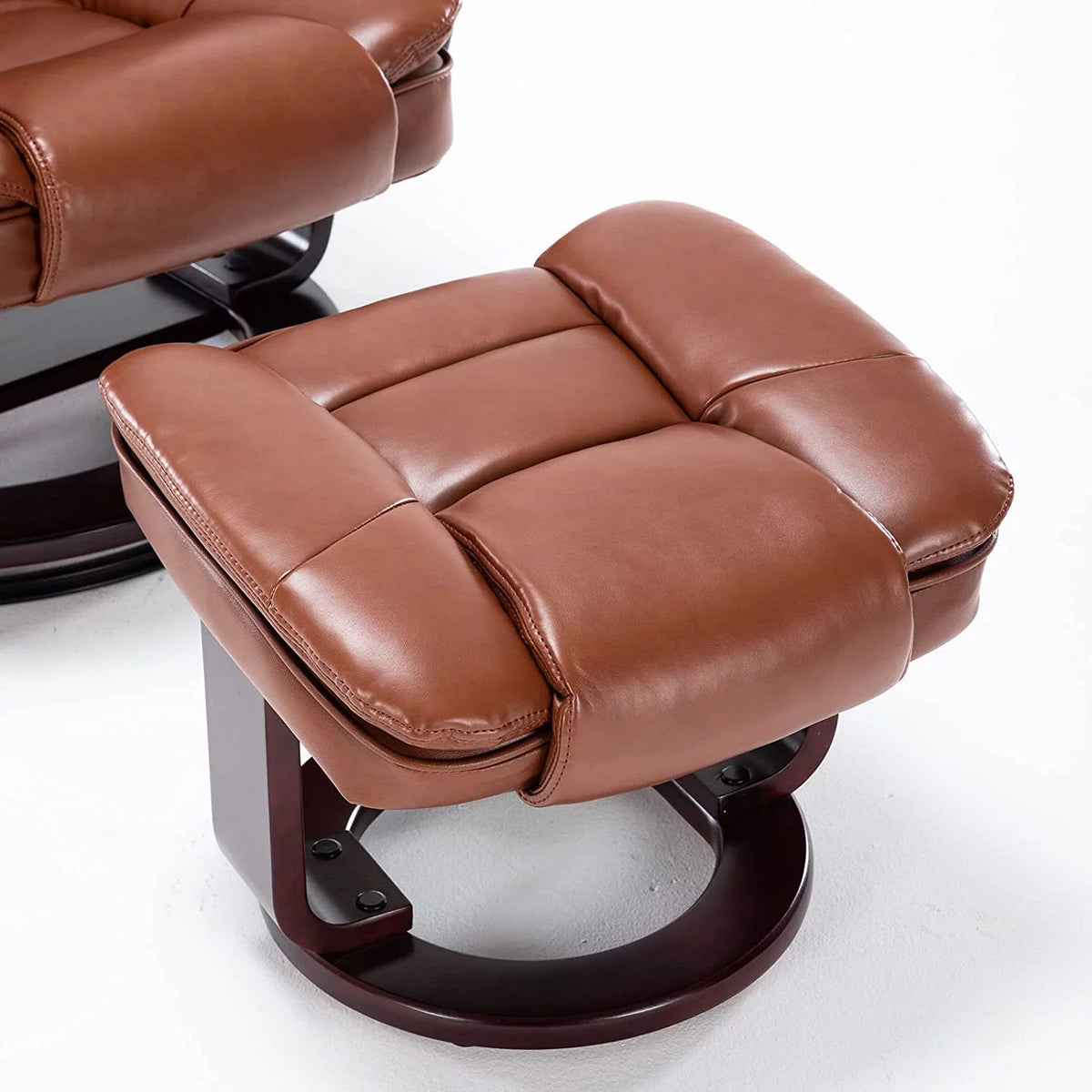 Brown Faux Leather Recliner with Ottoman R50200