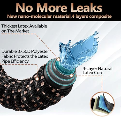 50 ft Expandable Garden Hose with 10 Functions Spray Nozzle, 3/4" Solid Brass Connector M2972