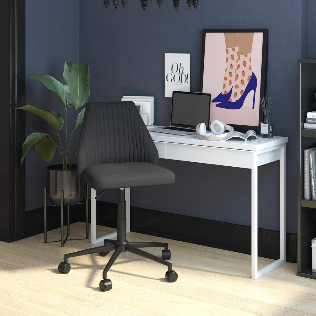 Mustard Linen Office Chair with Casters Y7532