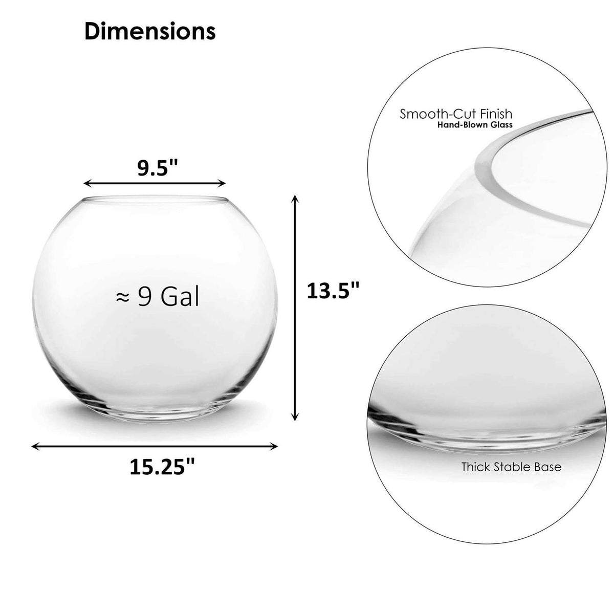 Large Glass Bubble Bowl Fish Bowl Vase C47598