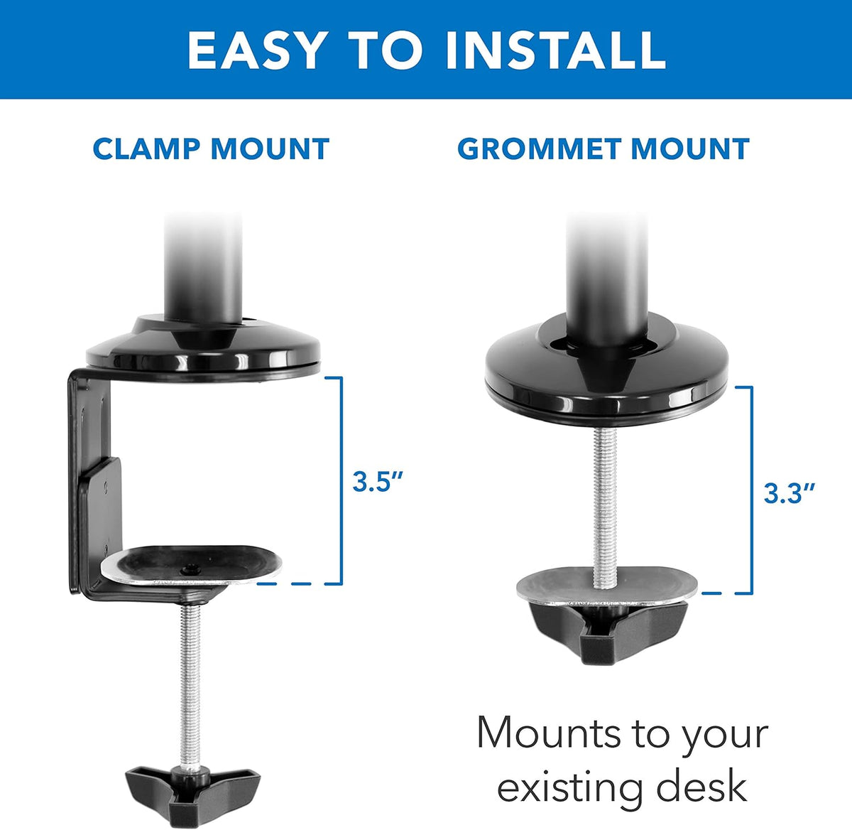 Black Height Adjustable Monitor Desk Mount with Keyboard Tray Z883