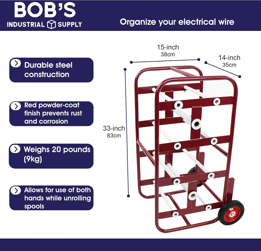 Red Wire Spool Rack with Wheels C383170