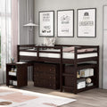 Twin Wood Loft Bed with Cabinet and Study Desk R730686