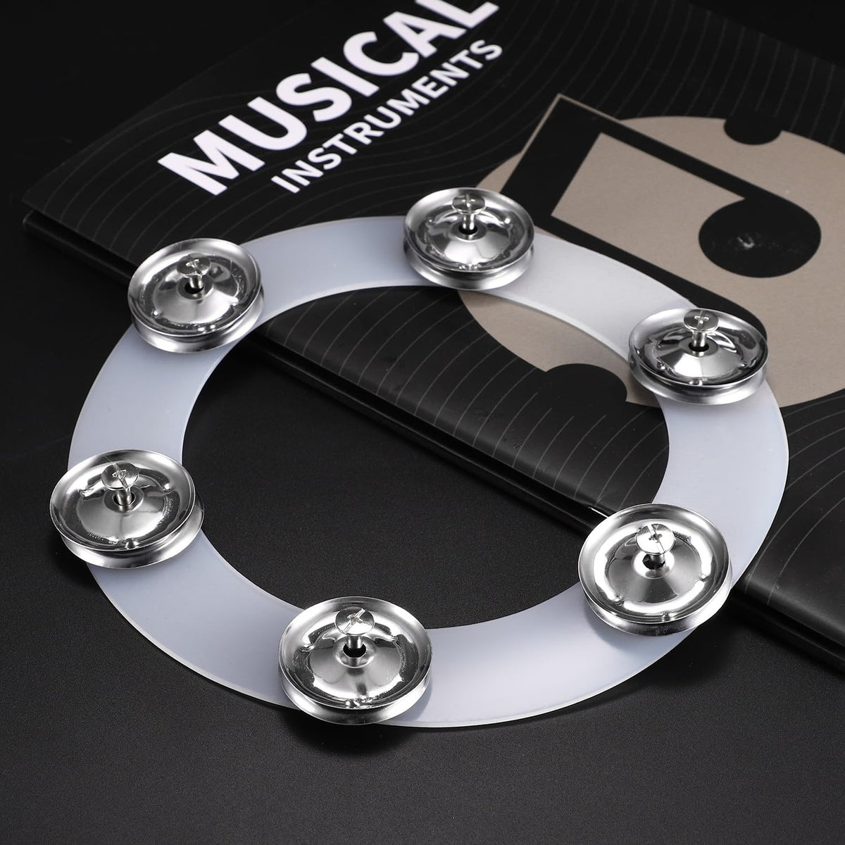 Silicone Single Rows 6 Pair Cymbal Tambourine with Stainless Steel Jingles F64132