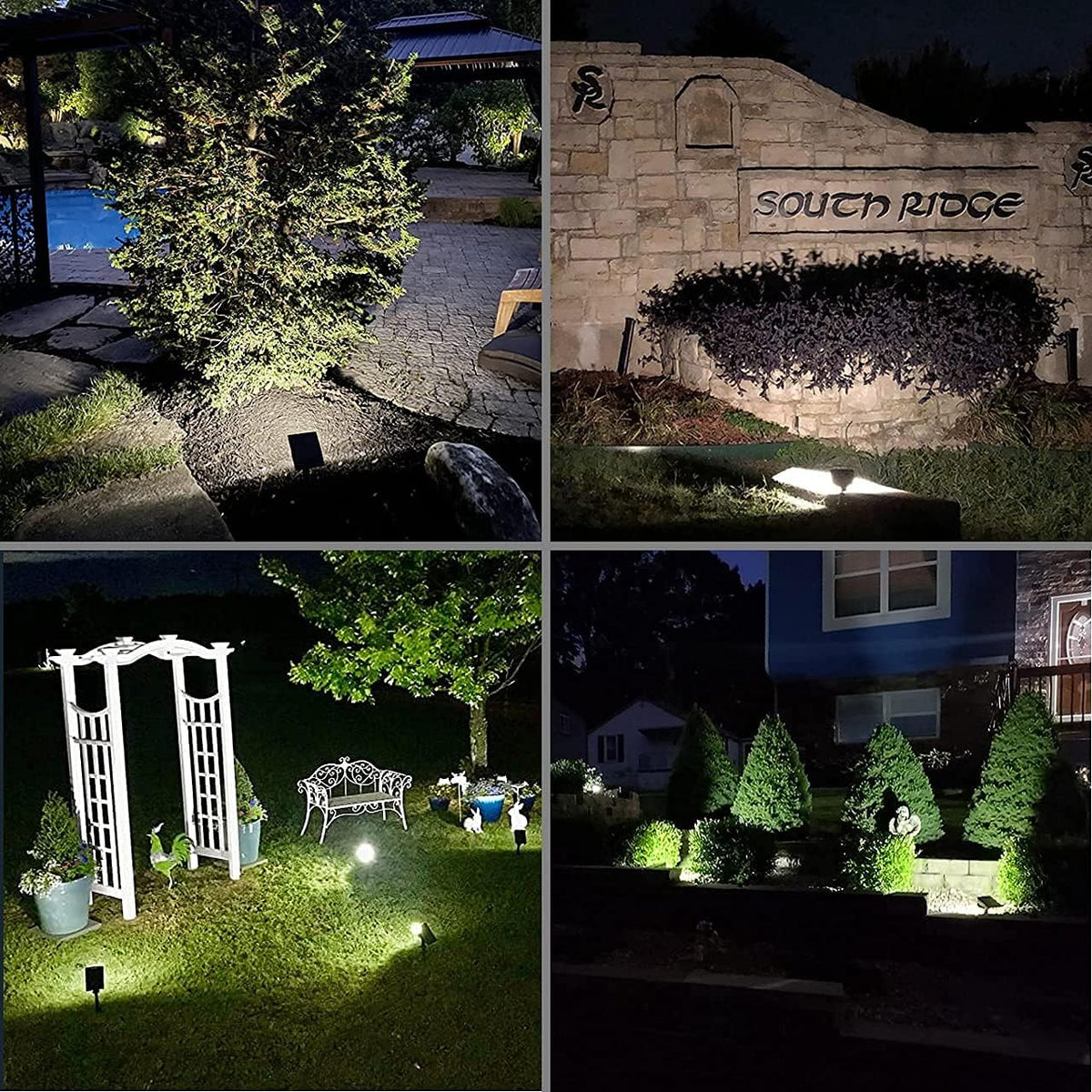 4 Pack Cold White Solar Landscape Spotlights C308