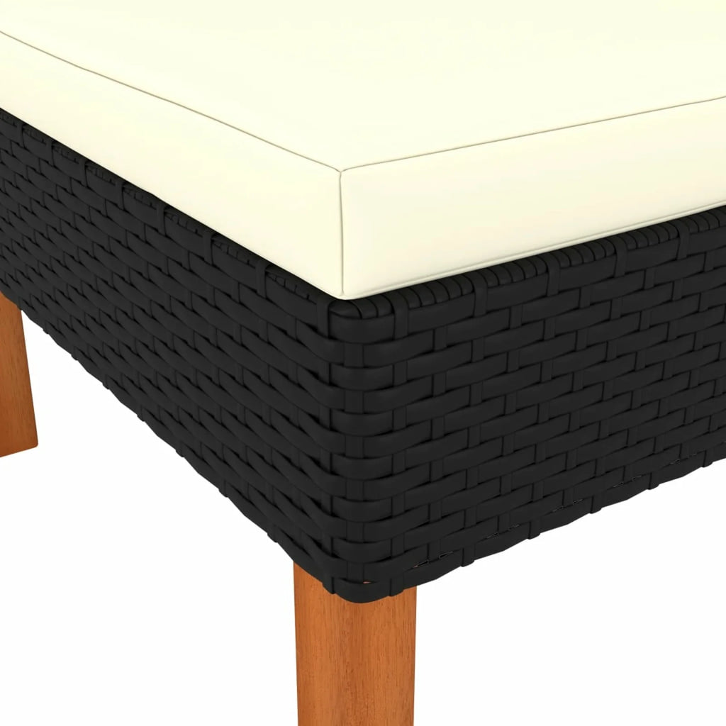 Cream White Black Poly Rattan Eucalyptus Wood Corner Sofa F177373