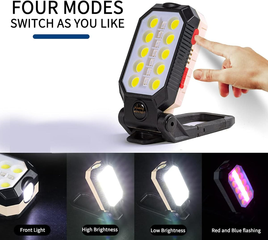 LED Work Light, COB Rechargeable Flashlight with Magnetic Base & Hanging Hook, Pack of 2 R183996