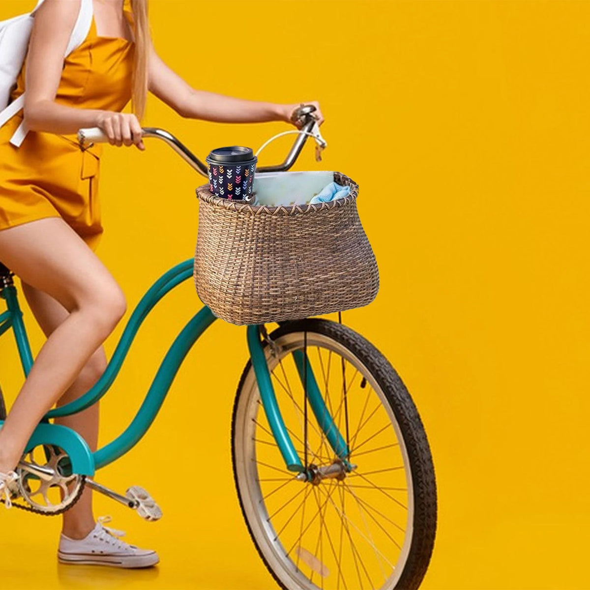 Woven Detachable Handlebar Bike Basket S386