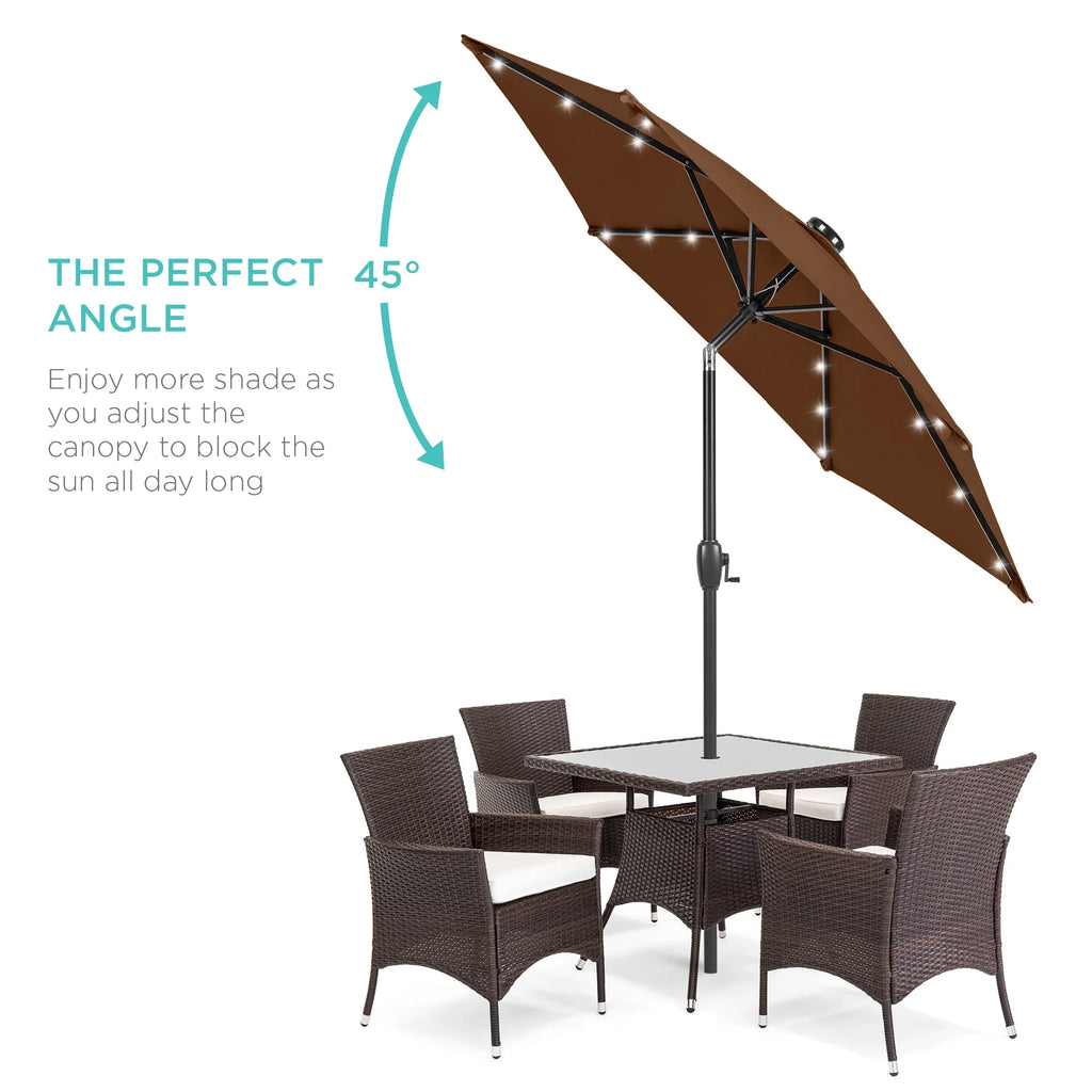 7.5ft Solar Patio Umbrella with Tilt, Crank, LED Lights G780808