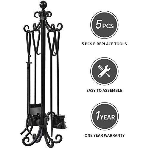 5 Pieces Cast Iron Fireplace Tools C46722