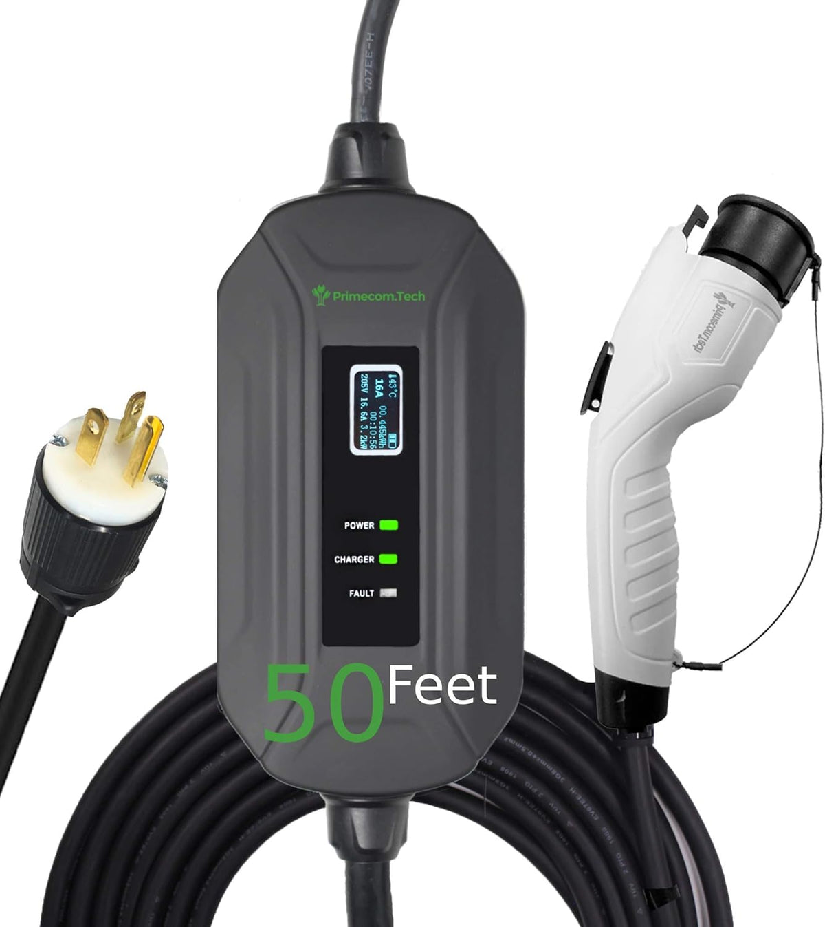 Portable Level 2 Electric Vehicle Charger, 16Amp, 30 Feet D264