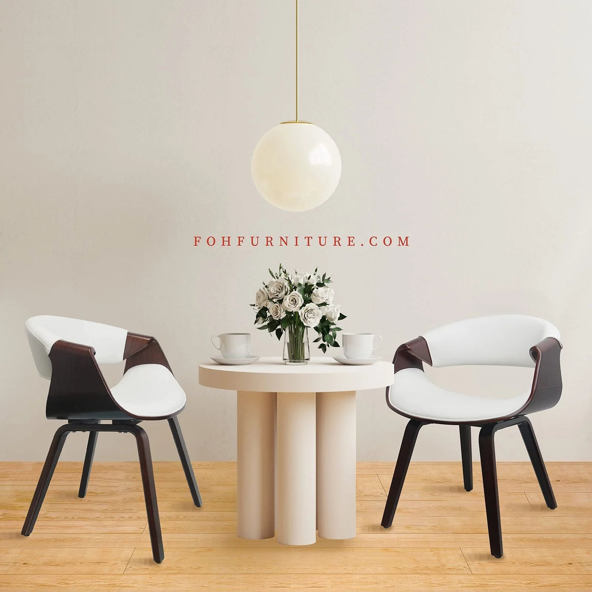 White PU Leather Bentwood Dining Chairs B212
