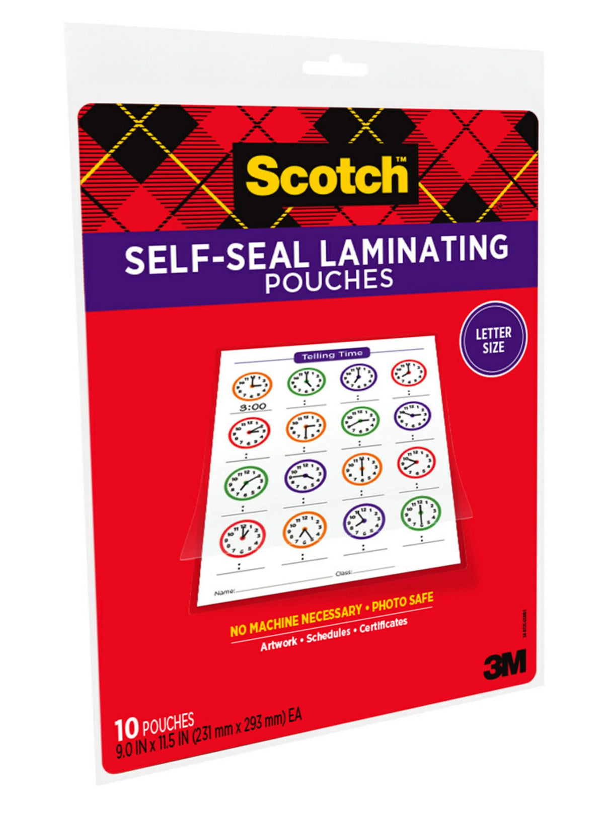 Self-Seal Laminating Pouches, 10 count, 8.5 x 11, 3 mil Thick P175