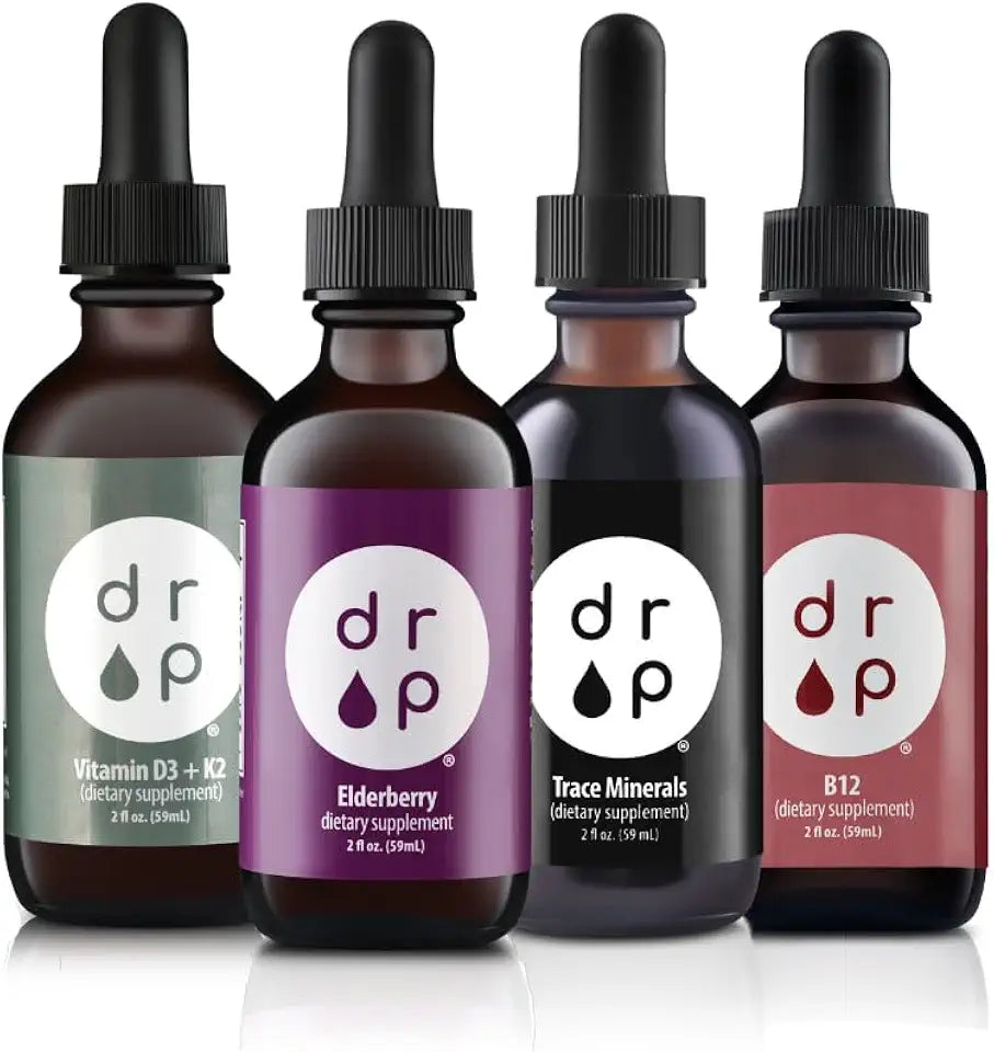 Organic Trace Minerals Elderberry Vitamin B12 and D3+K2 Drops A693