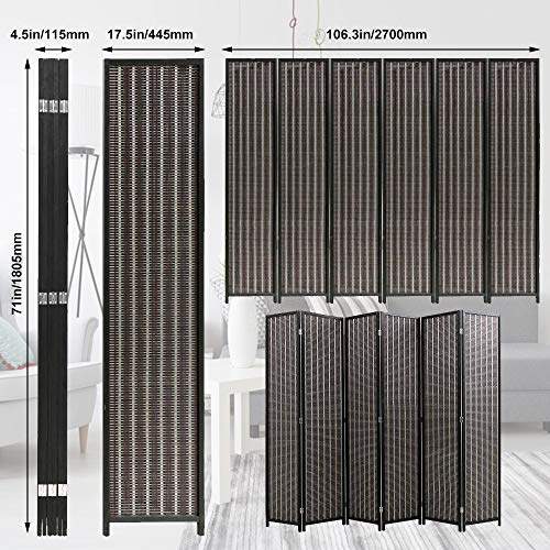 4 Panel 72 Inches High Bamboo Mesh Room Divider M7849