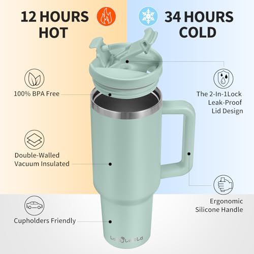 40oz Stainless Steel Insulated Tumbler with Handle and Straw S9914