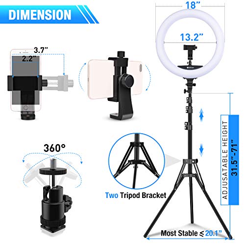18 Inch RGB Ring Light with Tripod Stand and Phone Holder R4491