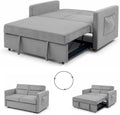 54.5 Pull Out Convertible Sleeper Sofa Bed Chenille Gray W7772