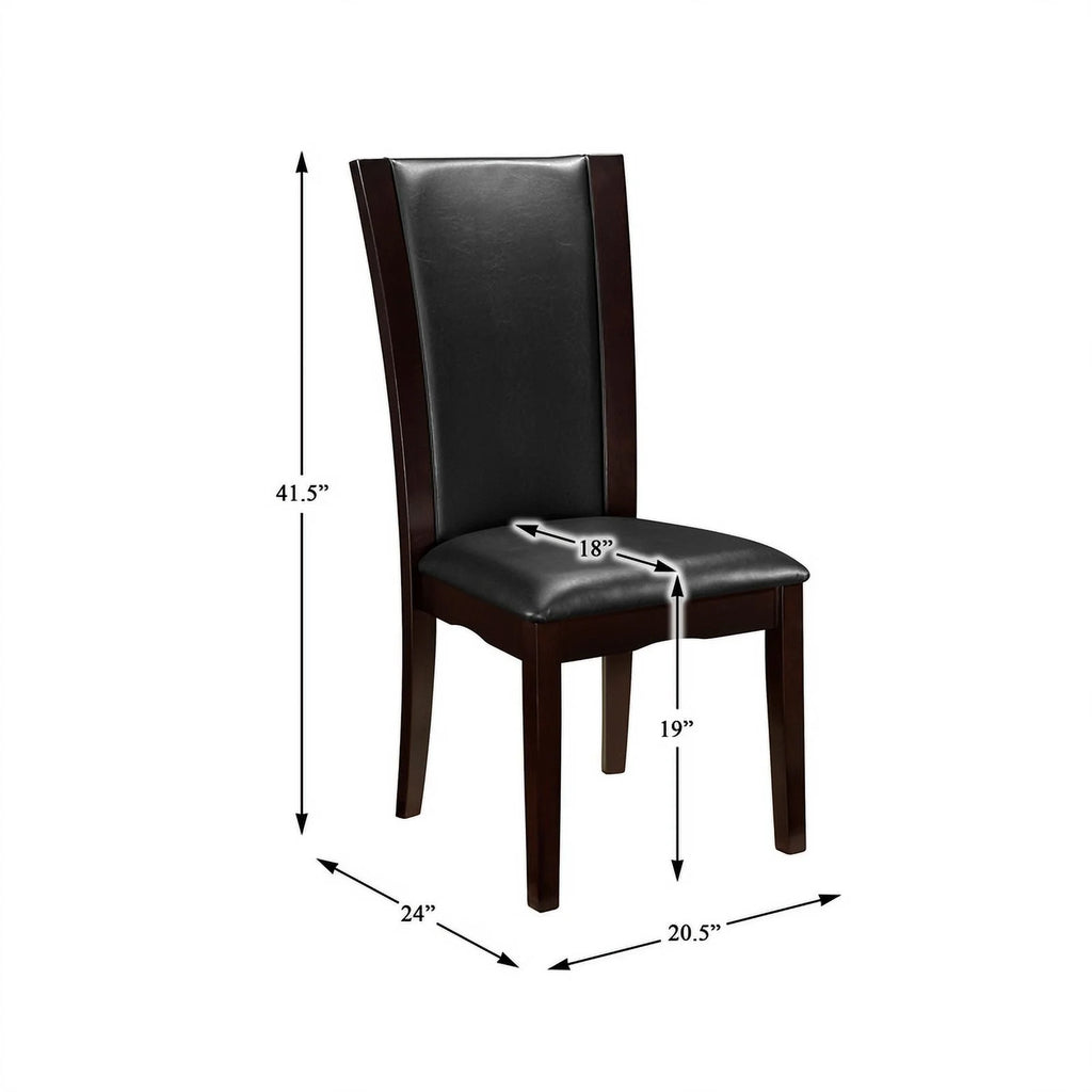 Wood and Faux Leather Dining Side Chair Espresso Set of 2 F2826