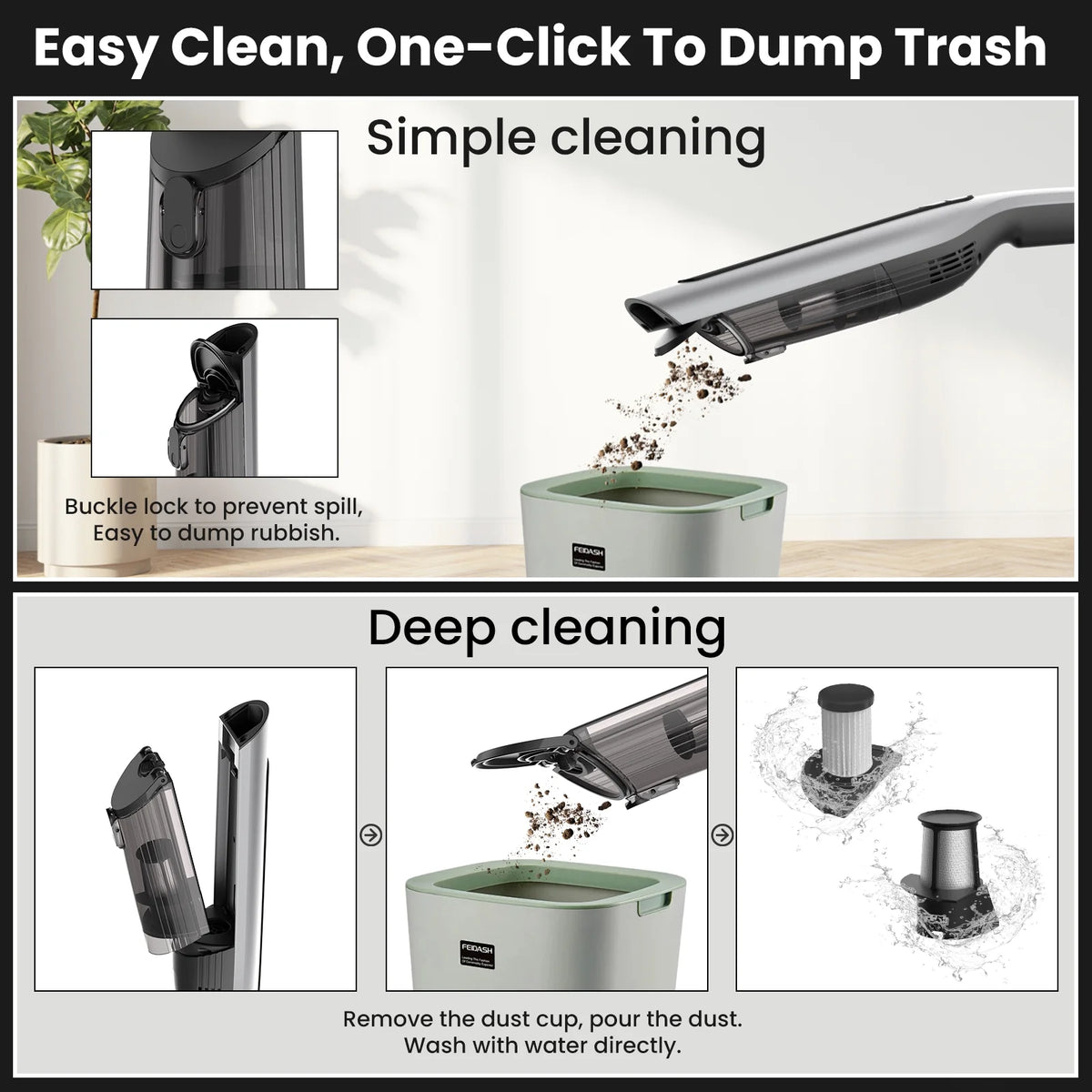 Handheld Vacuum Cleaner Cordless 18000PA 7500mAh Rechargeable Car Vacuum with 2 Suction Modes D16262