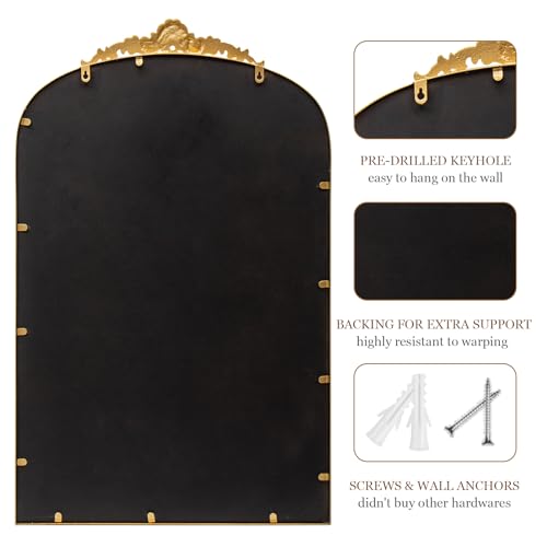 Antique Gold Arch Bathroom Mirror with Beaded Frame P378