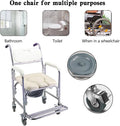 Multifunction Wheeled Mobile Toilet Commode Shower Chair Wheelchair with Wheels H316467
