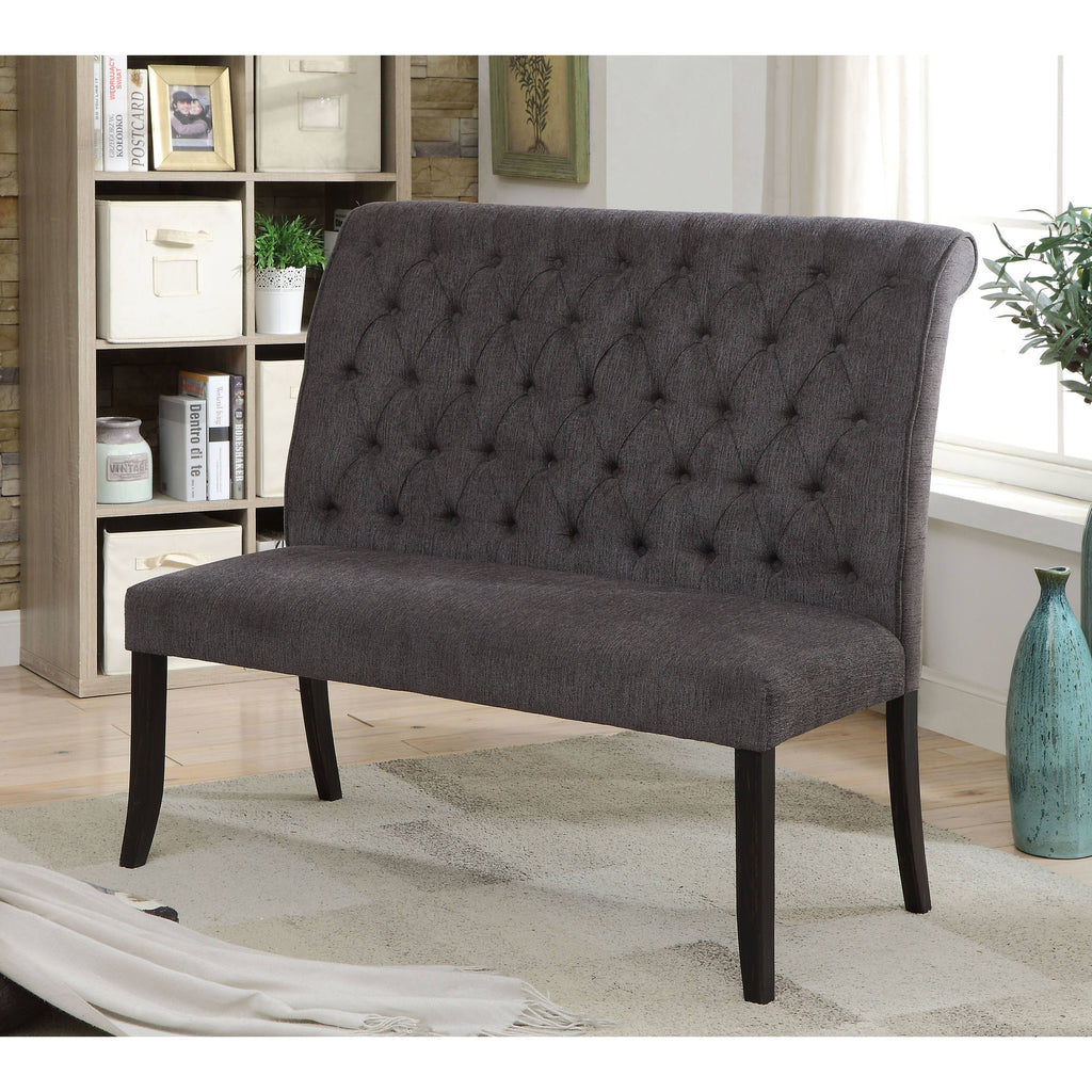 Ivory Chenille Tufted Dining Bench A74003