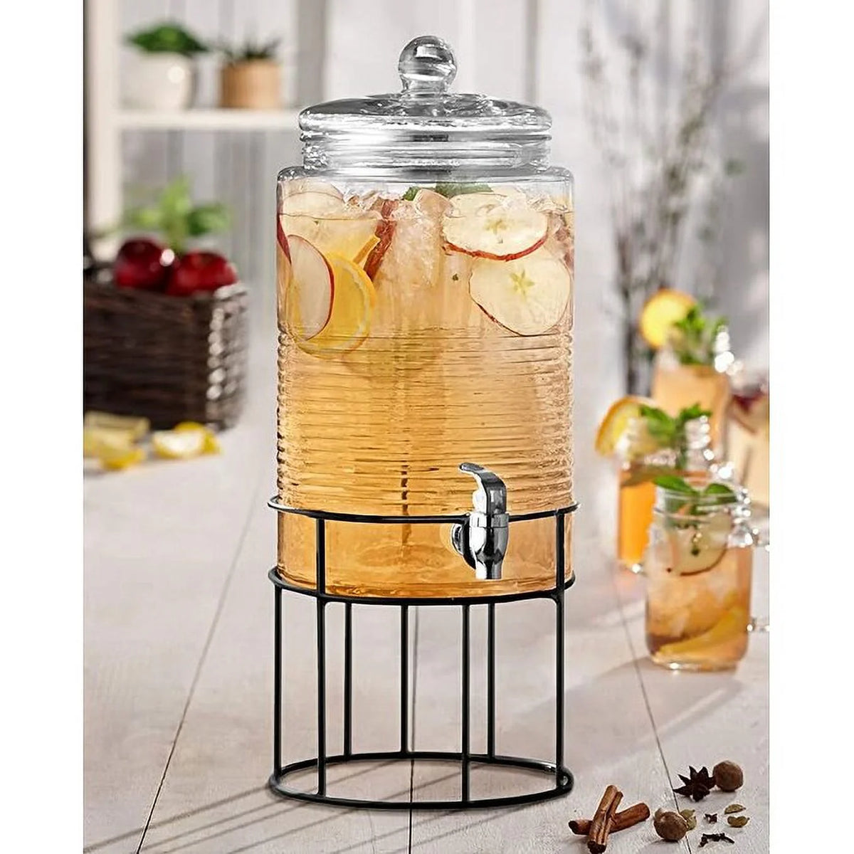 Clear Glass Drink Dispenser with Spigot and Stand X228