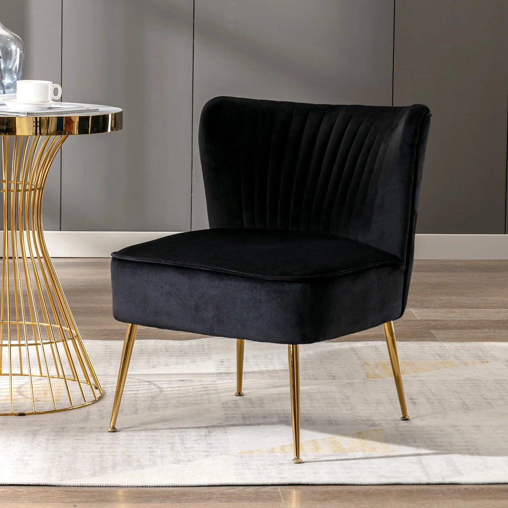 Black Tufted Velvet Accent Chair W1055
