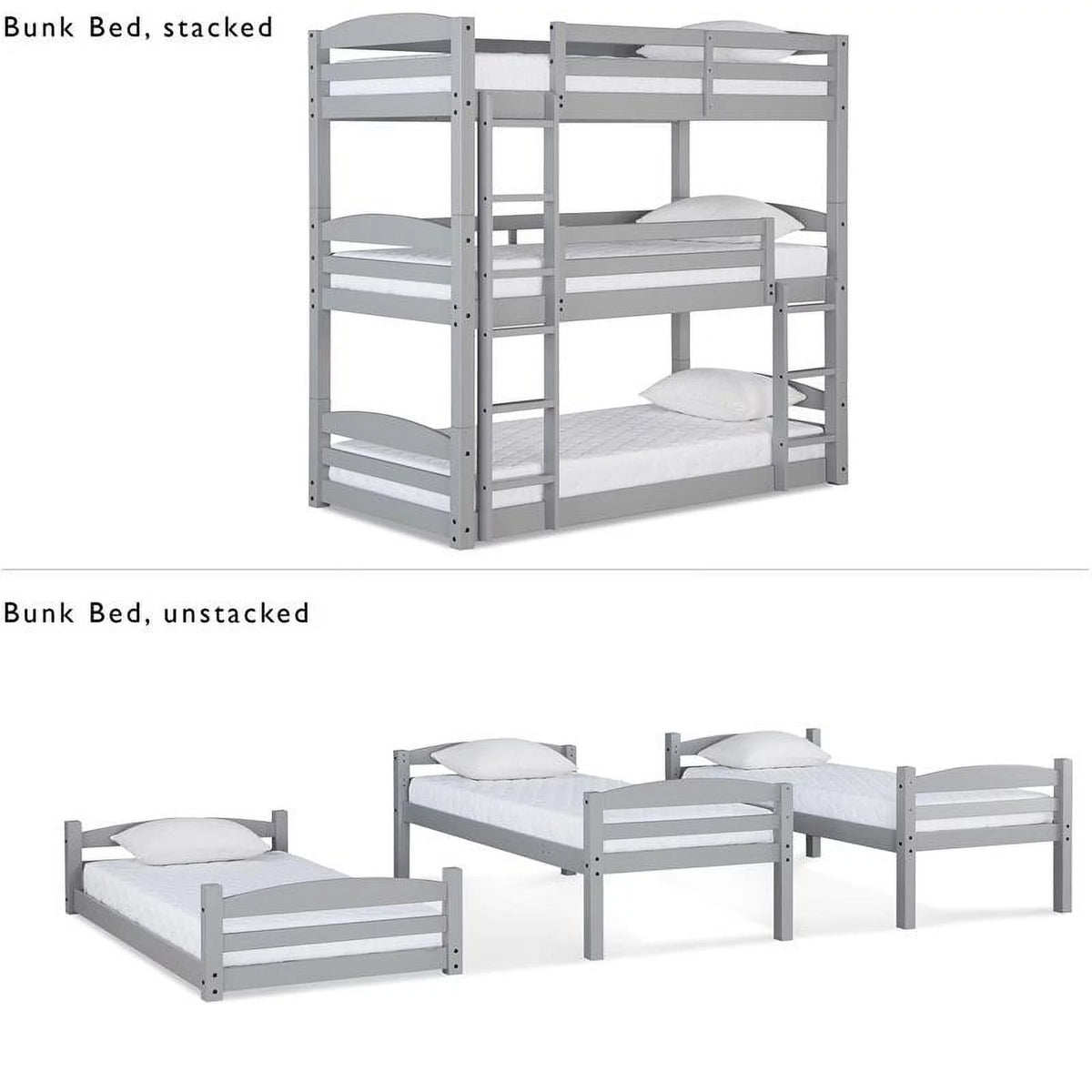 Gray Triple Floor Wood Bunk Bed P310690