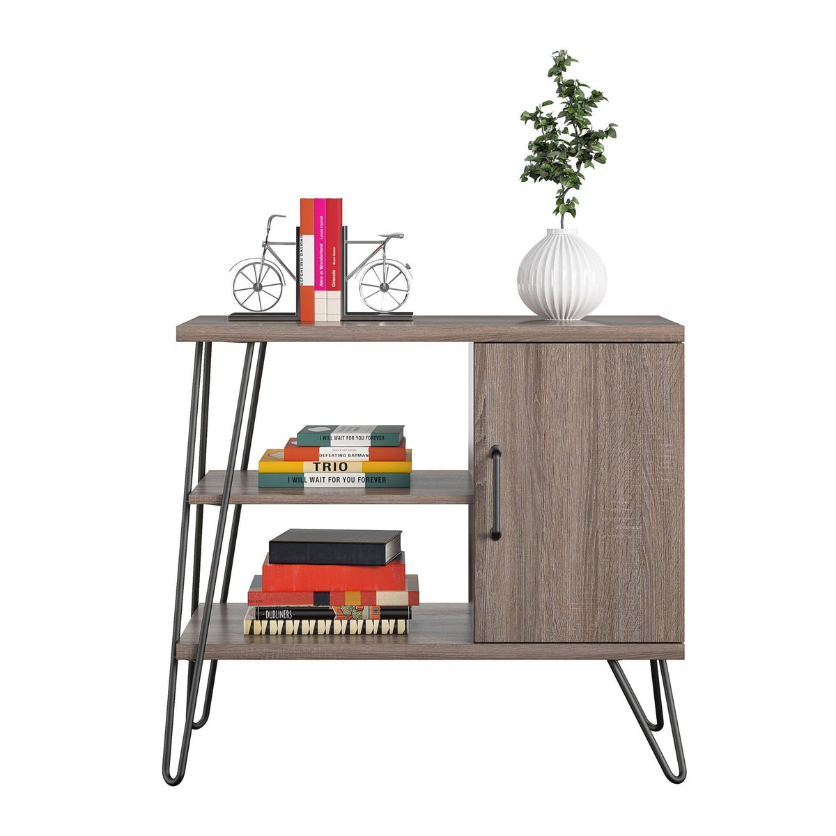 3 Shelf Distressed Gray Oak Bookcase N295