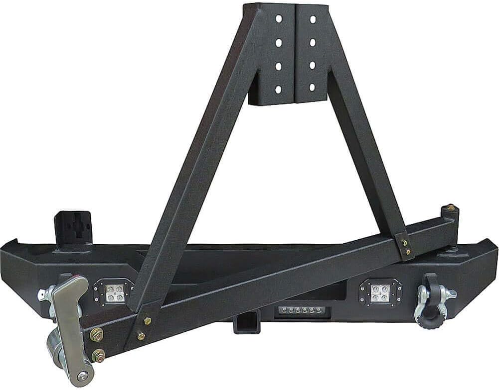 Front and Rear Bumper with Textured Black LED Lights Winch Plate Tire Carrier I89923