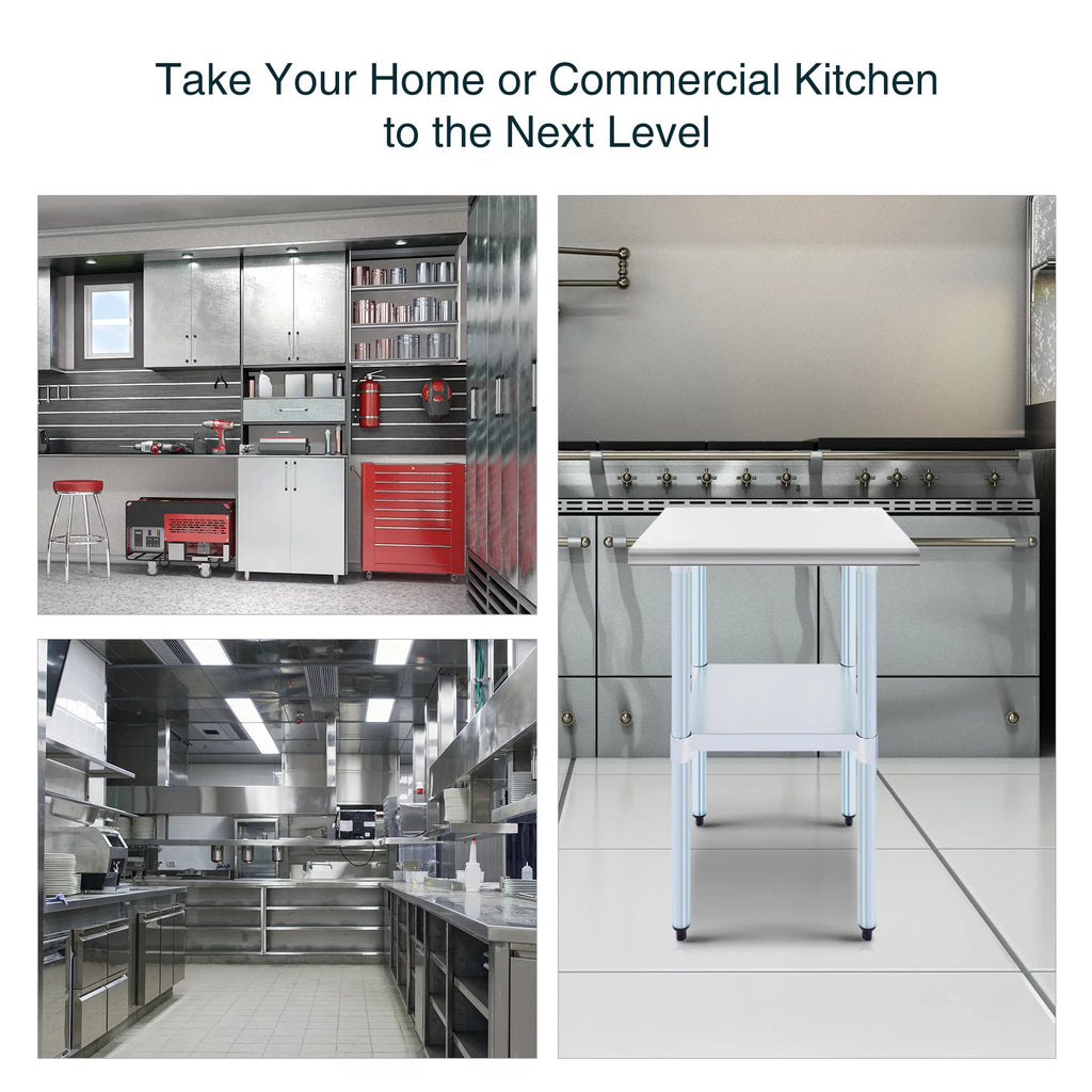 Stainless Steel Prep Table with Adjustable Shelf 24x24 Inch A646