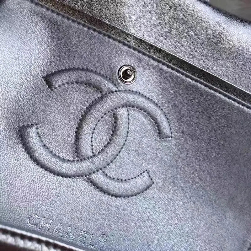 Silver Medium Size Lambskin Leather Flap Bag H921063