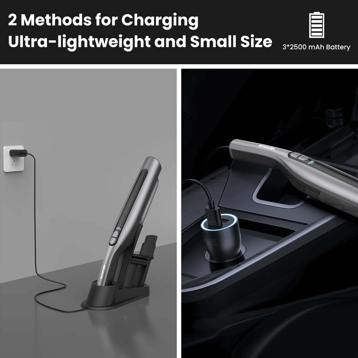 Handheld Vacuum Cleaner Cordless 18000PA 7500mAh Rechargeable Car Vacuum with 2 Suction Modes D16262