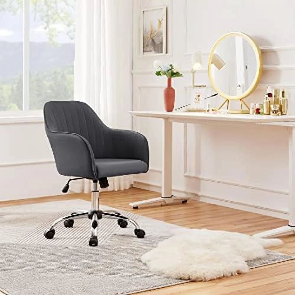 Faux Leather Height Adjustable Swivel Office Chair with Arms J619