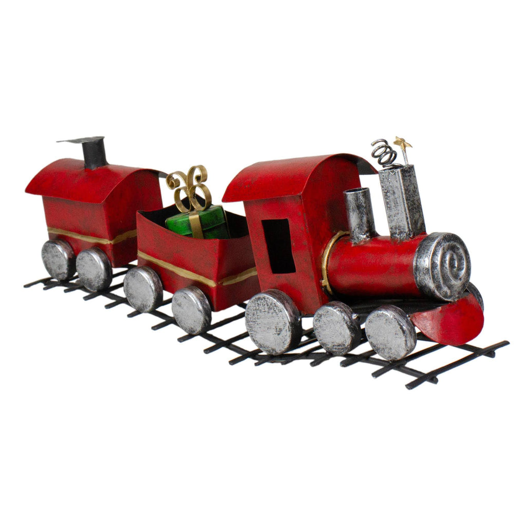 15x22 Three Car Red and Silver Metal Train Christmas Decoration P19200