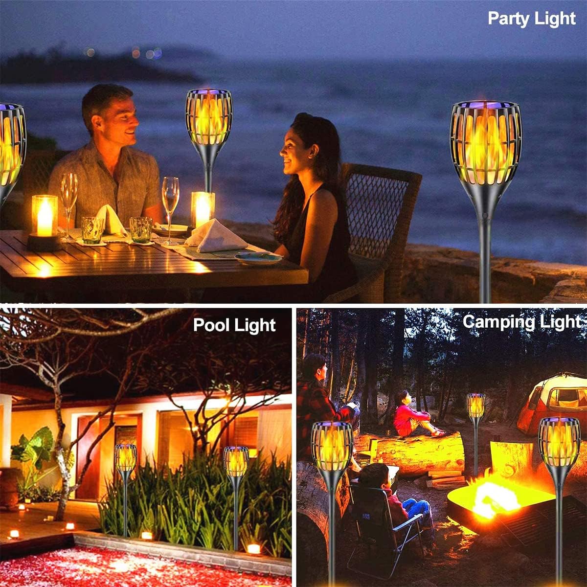 Solar Torch Lights with Flickering Flames J783612