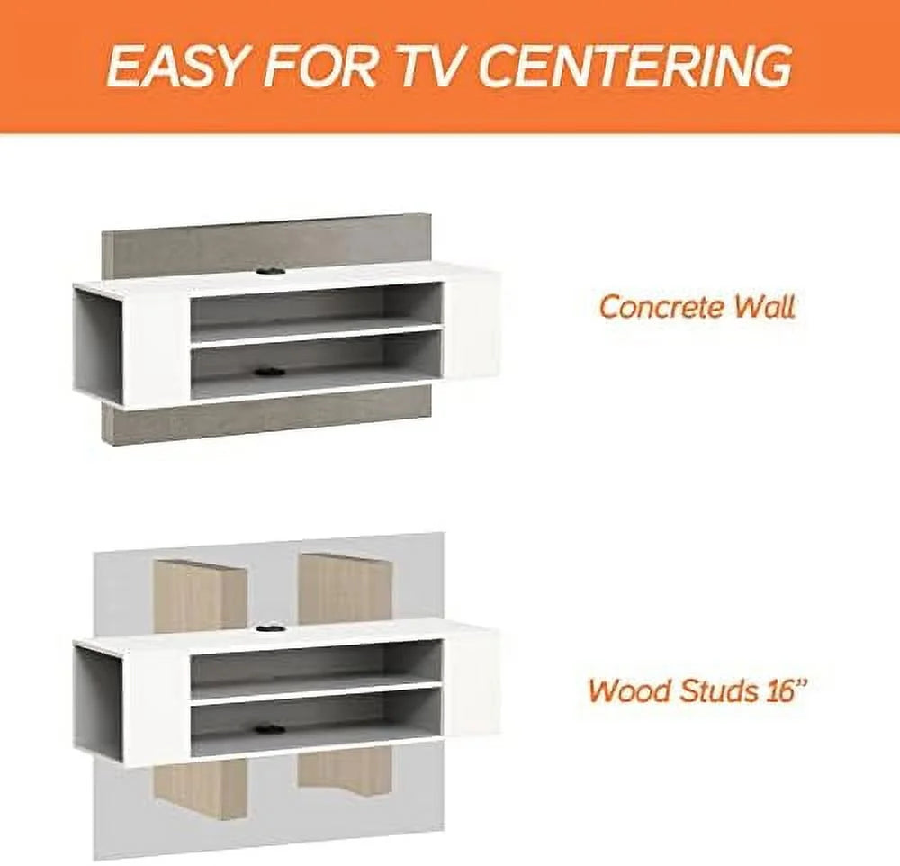 79 inch Floating TV Stand Wall Mounted Wood TV Cabinet Media Console Grey White T183491