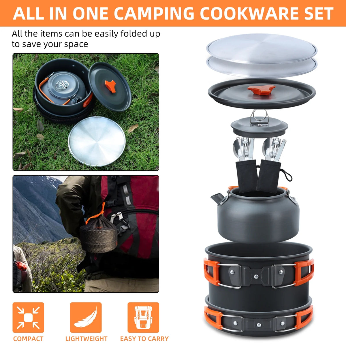 16pcs Camping Cookware Set L536795