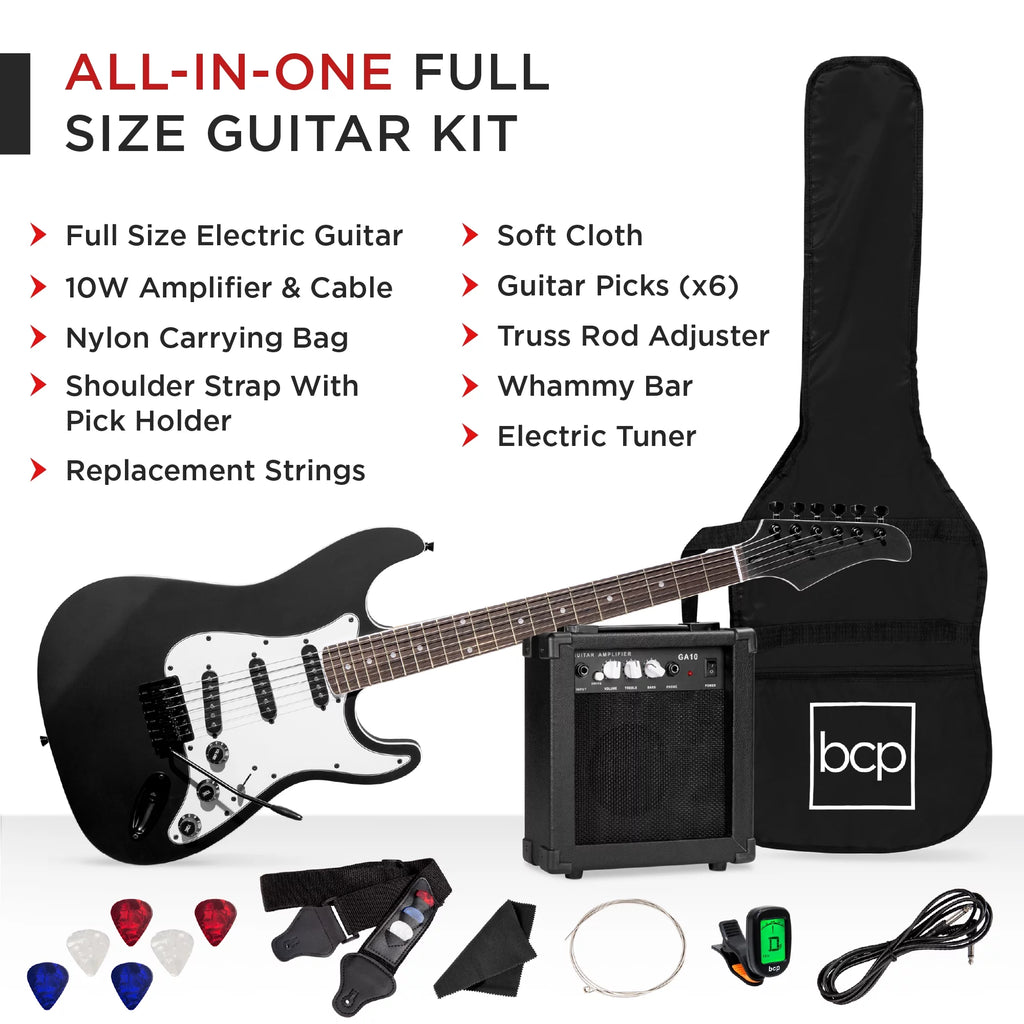 39in Full Size Beginner Electric Guitar Kit with Case O4055