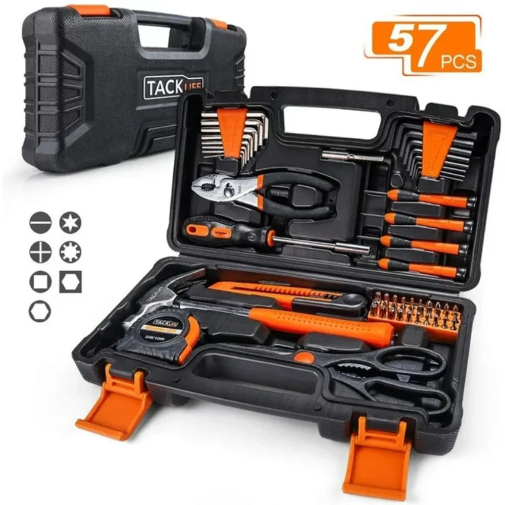 57 Pcs Hand Tool Set with Storage Case Black J82254