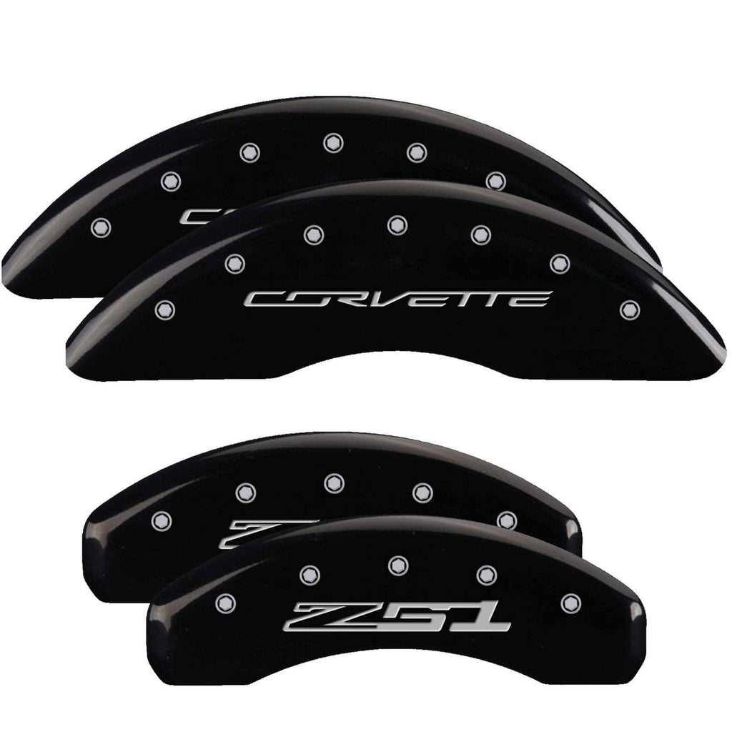 4 Caliper Covers Black Finish Silver C5986