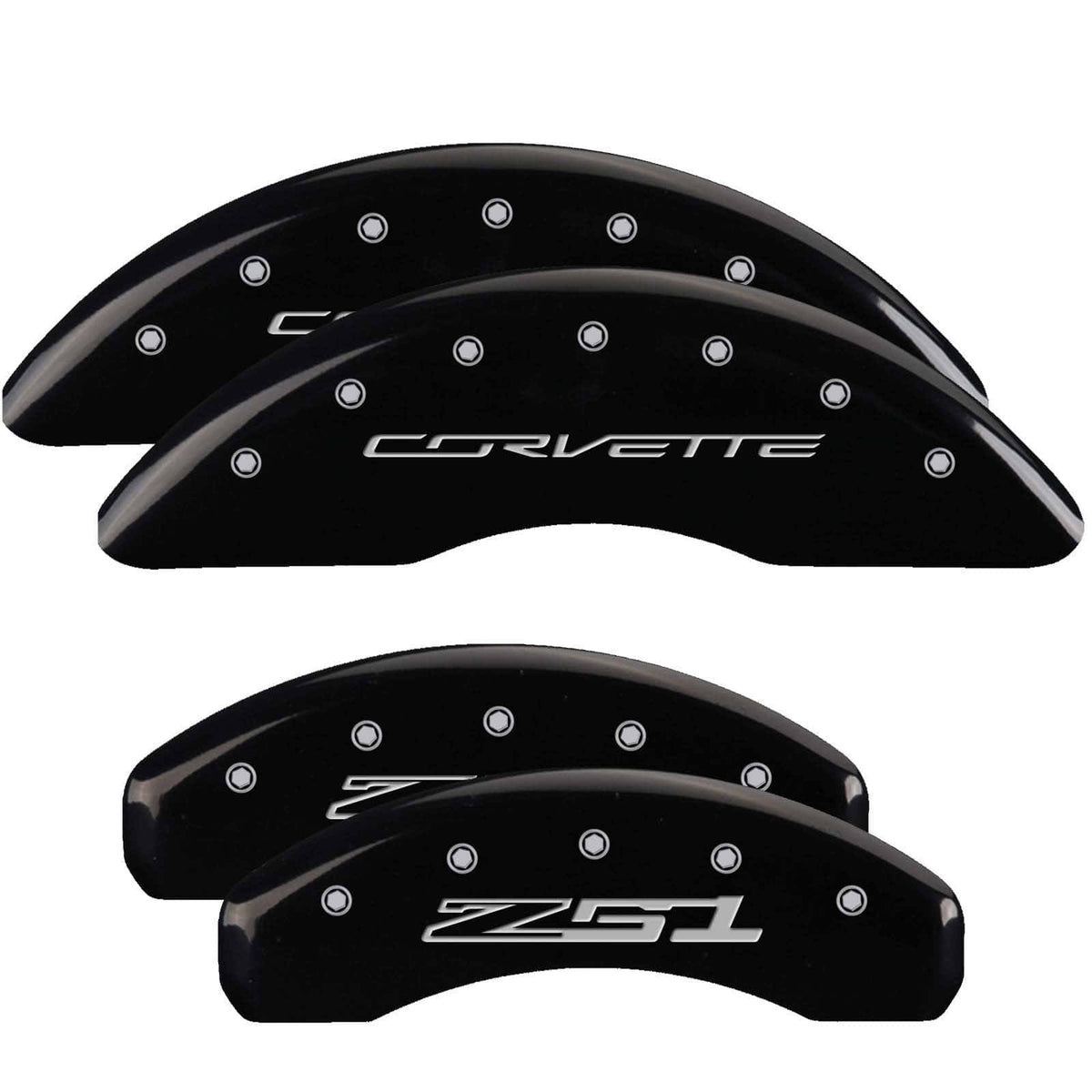 4 Caliper Covers Black Finish Silver C5986