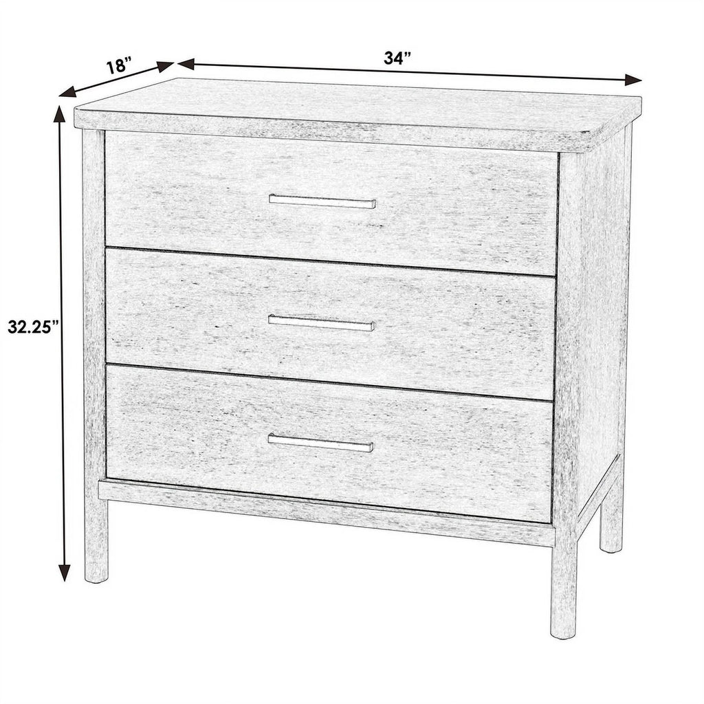 Soft Brown 3 Drawer Wood Dresser Q65701
