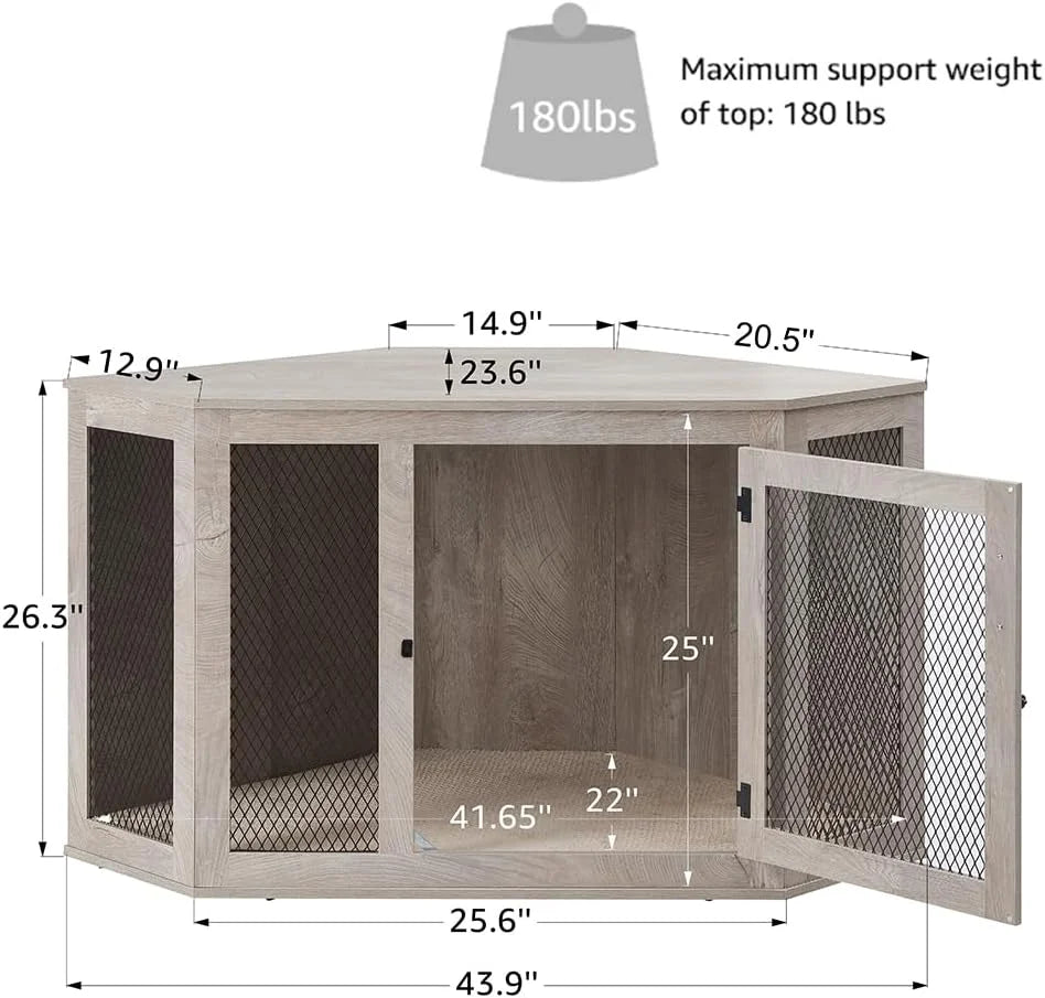 Medium Corner Dog Crate - Weathered Grey R17332