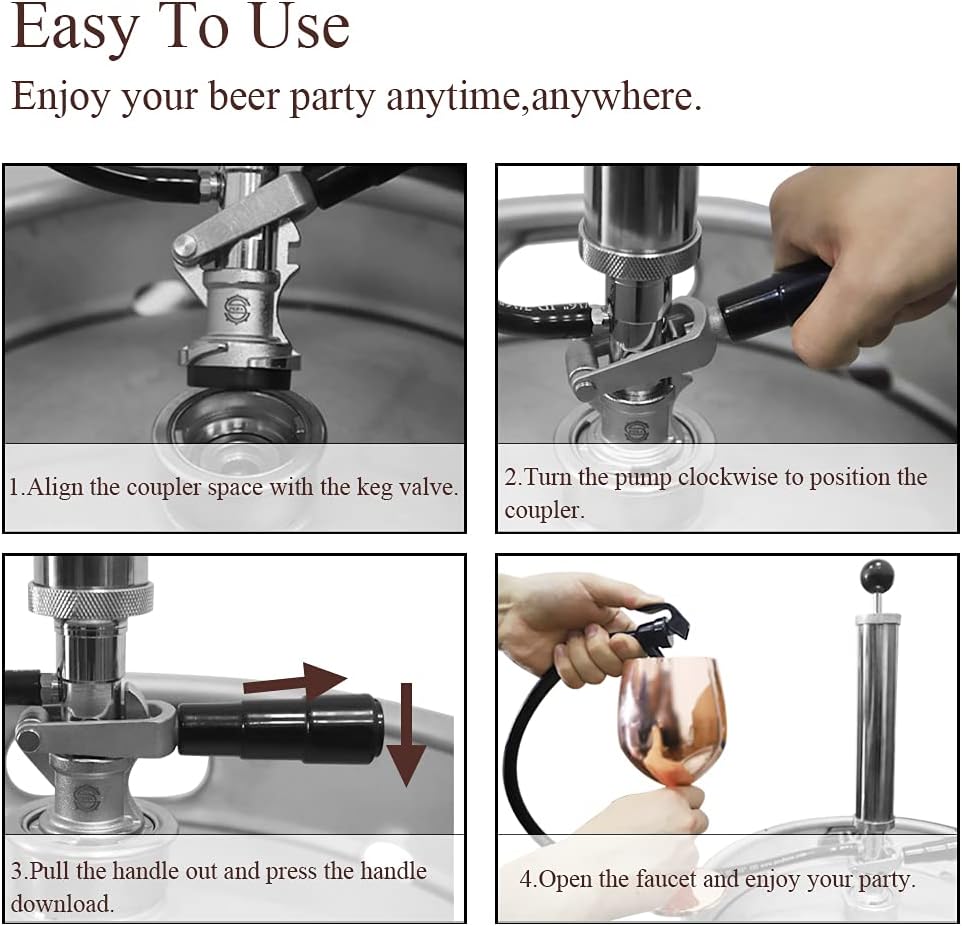 Beer Party Pump with Picnic Tap 8 inch US Sankey D System Pack of 2 Q84397